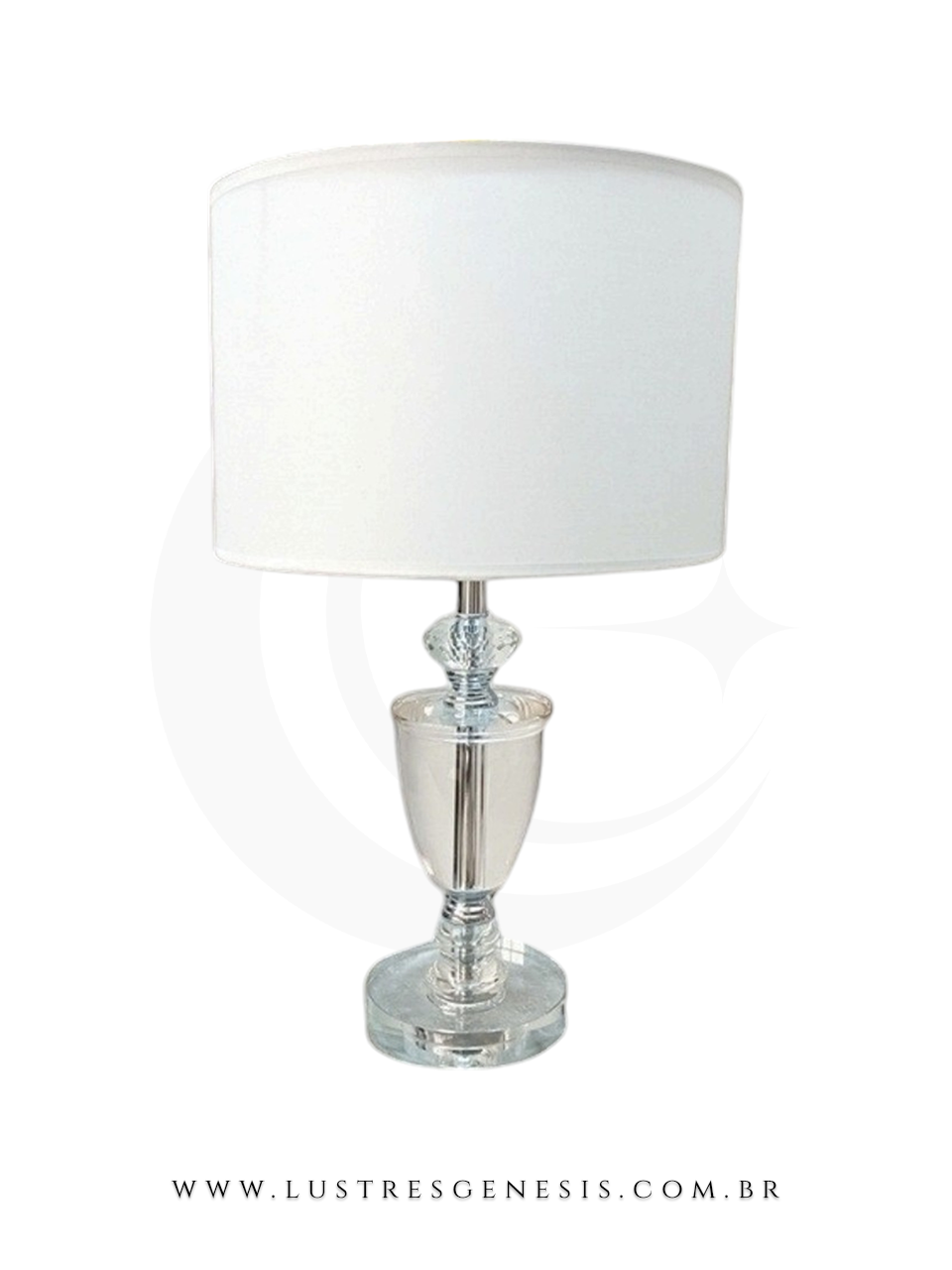 Abajur de Cristal Cúpula Branca Serif